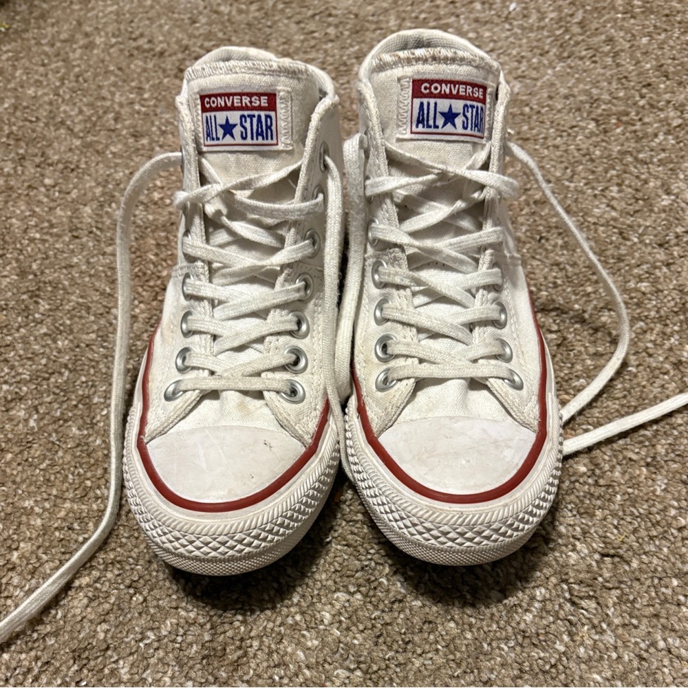 Converse All Star White with Red Trim Sneakers